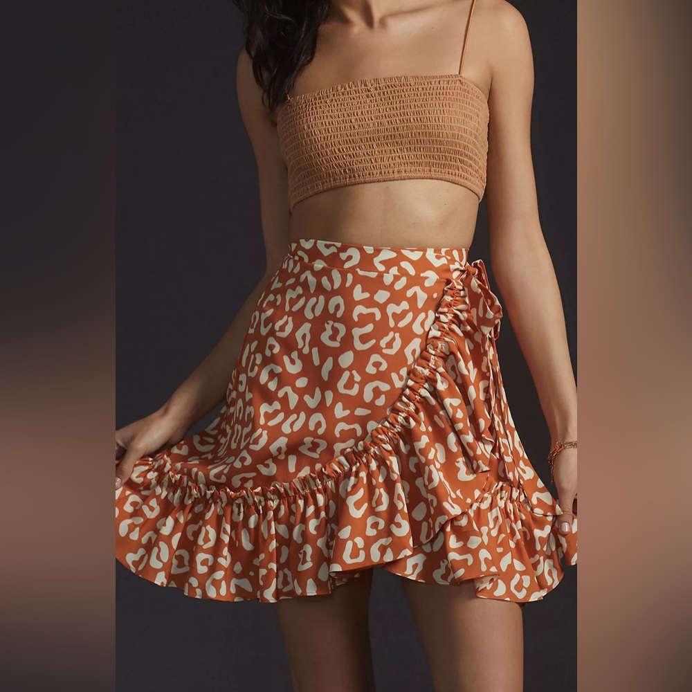 Anthropologie Orange  A-Line Skirt